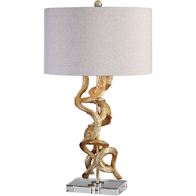 Twisted Vines Gold Leaf and Crystal Table Lamp