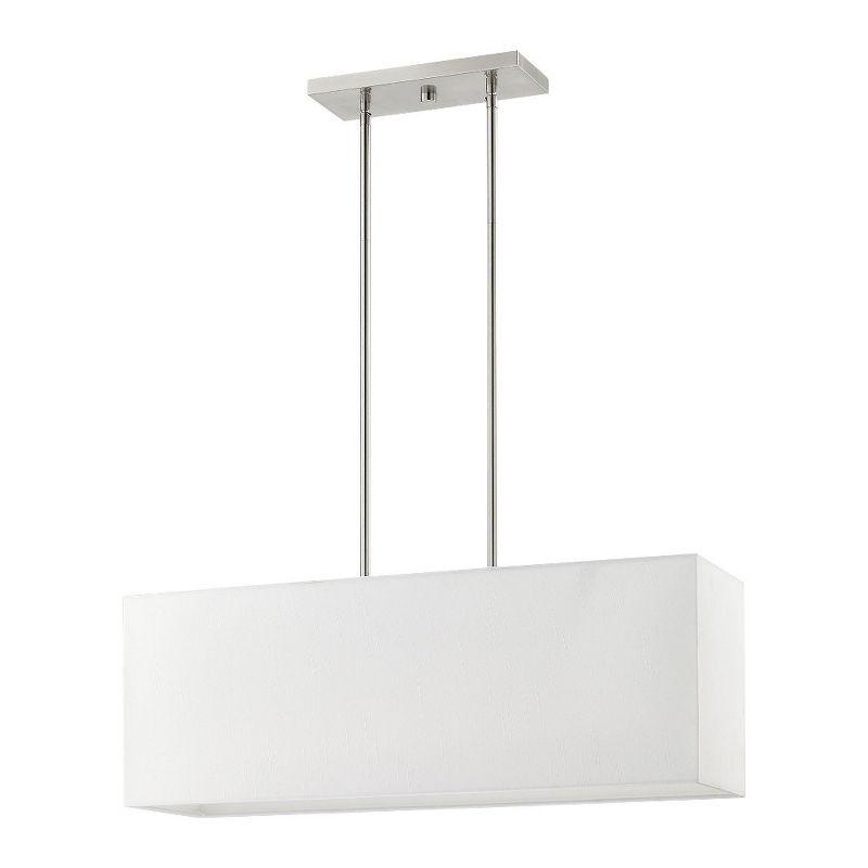 Summit Brushed Nickel 3-Light Linear Chandelier with Off-White Shade