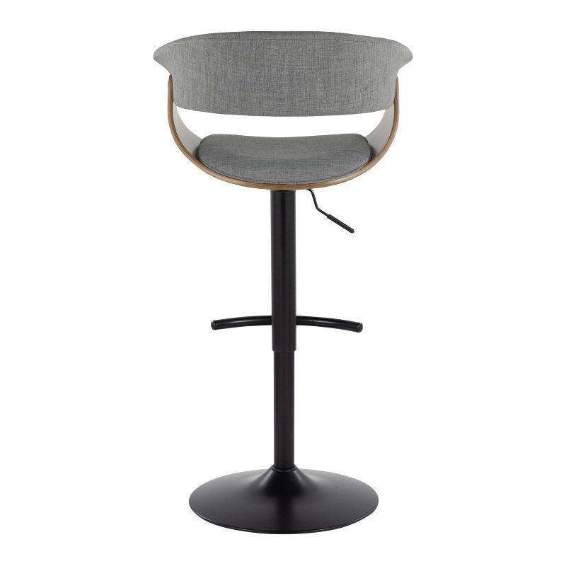 Set of 2 Vintage Modern Adjustable Barstools Black/Walnut/Light Gray - LumiSource: Swivel, Upholstered, Metal Base