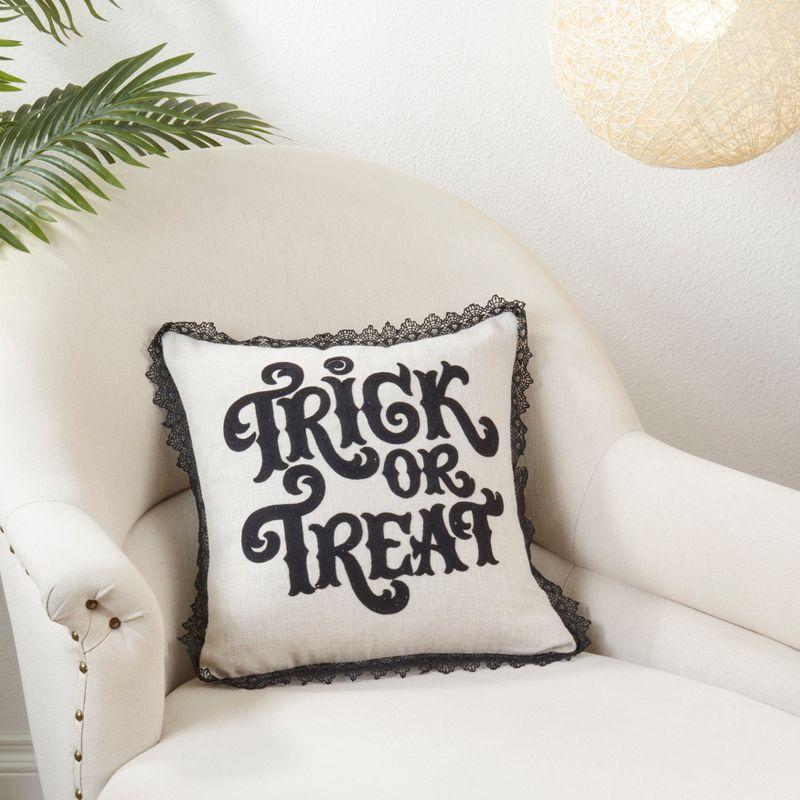 Saro Lifestyle Trick Or Treat Pillow - Down Filled, 16" Square, Natural