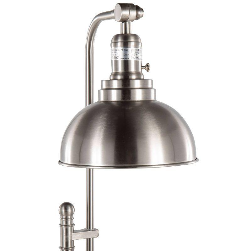 LumiSource Emery Industrial Floor Lamp in Nickel: Modern Arc Design, UL Listed, Metal Shade