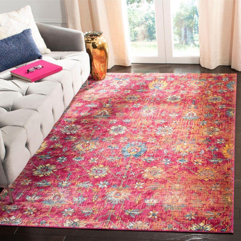 Hand-Knotted Red and Multicolor Cotton Synthetic Area Rug, 8' x 10'