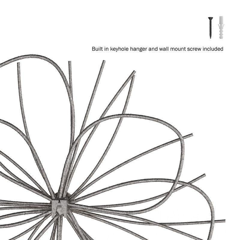 Hastings Home Metallic Wire Layered Flower Hanging Accent Art - Silver/Gold