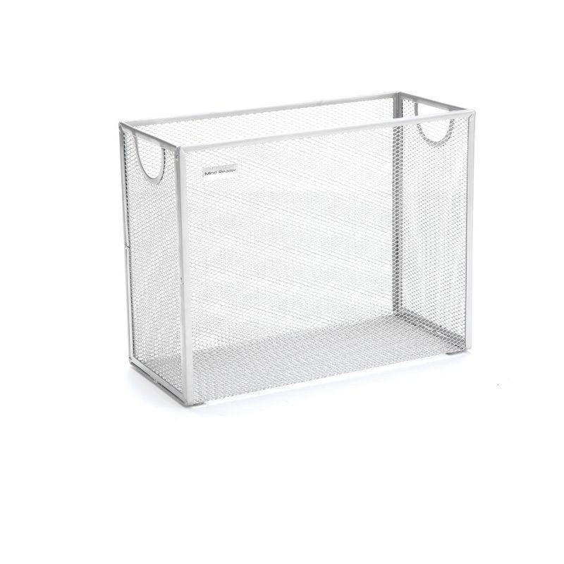Mind Reader Metal Mesh File Organizer Storage Basket for Letters, White