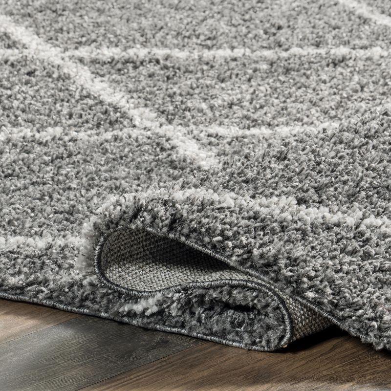 Nuloom Tess Trellis 5x8 Shag Indoor Area Rug for Living Room Bedroom Dining Room Nursery, Dark Grey/Ivory