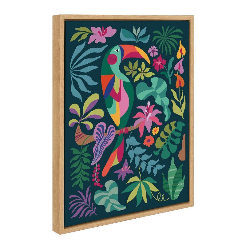 Colorful Tropical Toucan Canvas Print with Natural Frame, 18x24