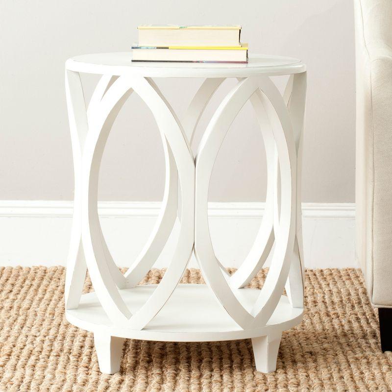 20'' Transitional Round Wood Accent Table in Off White