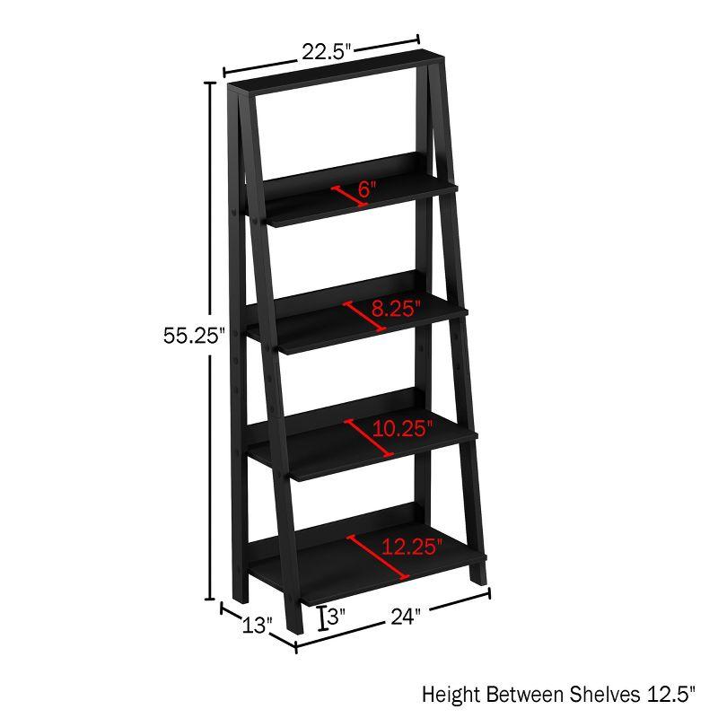 Lavish Home 4-Tier Leaning Ladder Bookshelf - Freestanding Shelved Bookcase