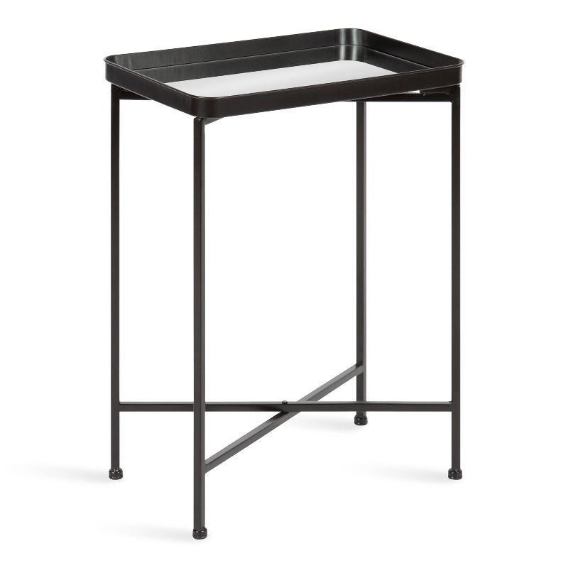 Celia 26'' Black Metal and Mirrored Glass Modern Side Table