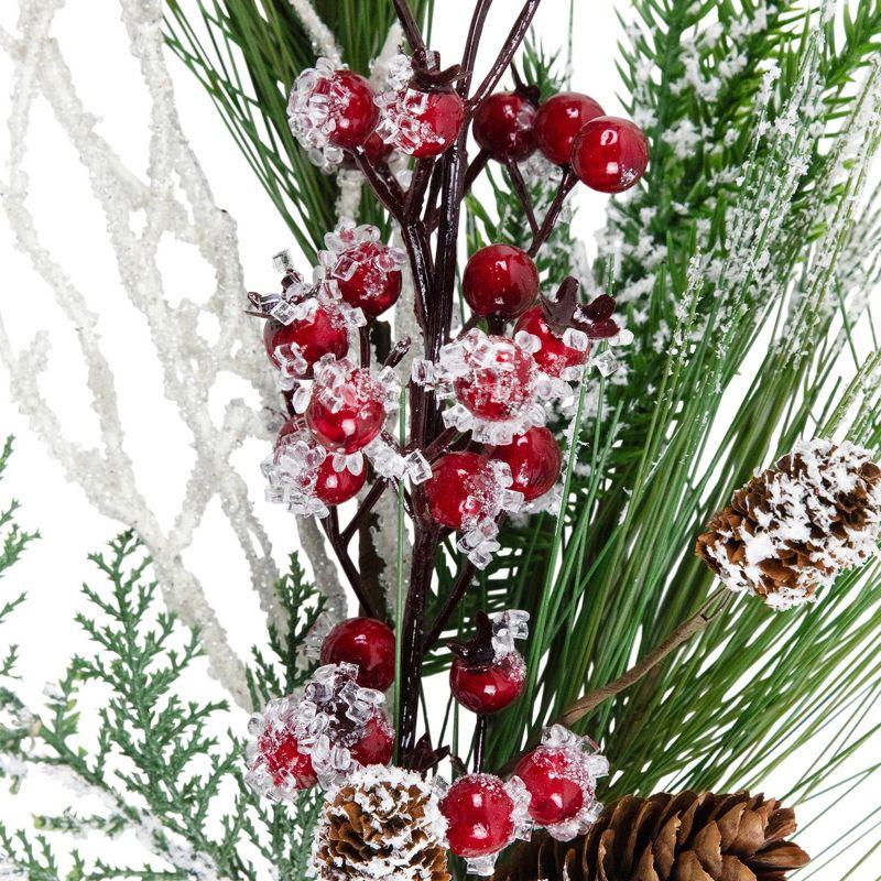 Northlight Frosted Mixed Pine and Berries Artificial Christmas Spray - 26"