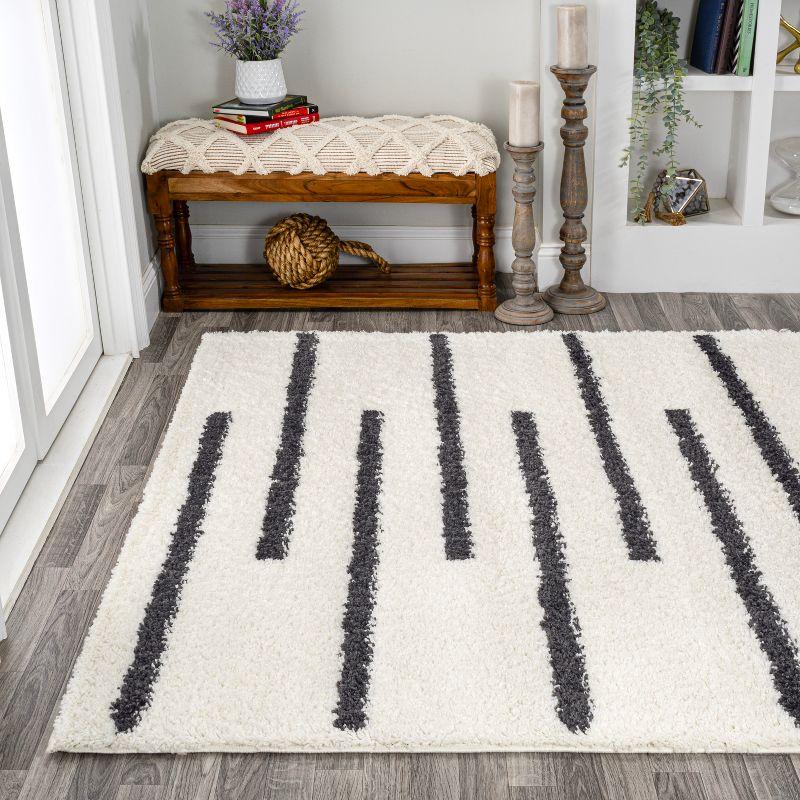 Alaro Berber Stripe Shag Indoor Area Rug - JONATHAN Y