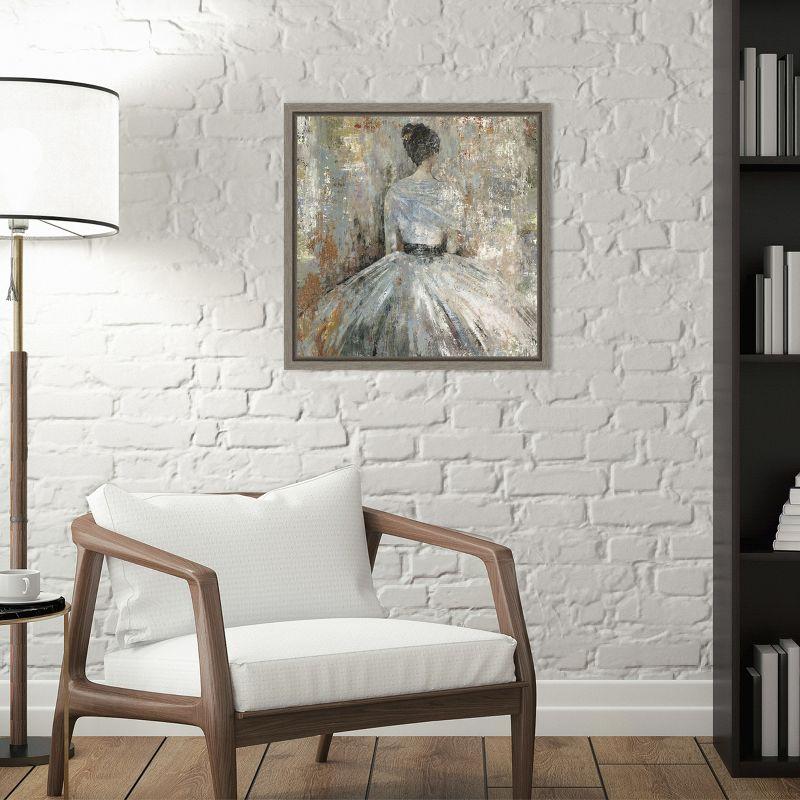 Impressionist Woman in Elegant Gown Framed Canvas Art