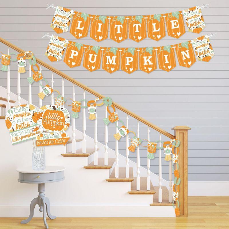 Big Dot of Happiness Little Pumpkin - Banner and Photo Booth Decorations - Fall Birthday Party or Baby Shower Supplies Kit - Doterrific Bundle