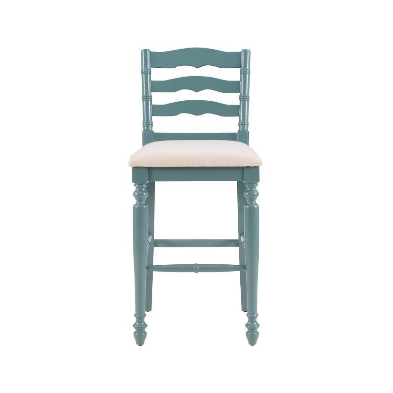 Elegant Antique Blue Wooden Barstool with Padded Seat