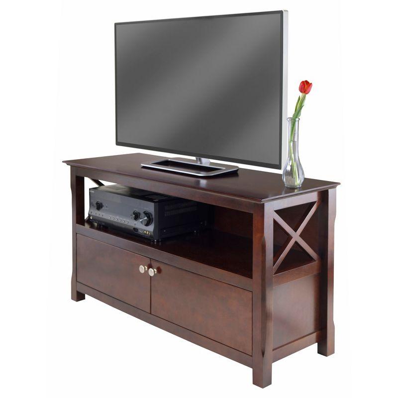 Xola TV Stand for TVs up to 40" Dark Brown - Winsome: Beveled Edges, Chrome-Finish Pulls, Media Shelf