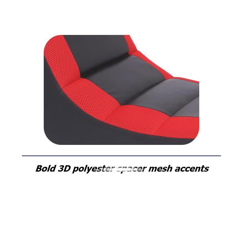 Video Rocker Gaming Chair Black/Red - The Crew Furniture: Ergonomic Floor Seat, Padded for Comfort, No Assembly Required