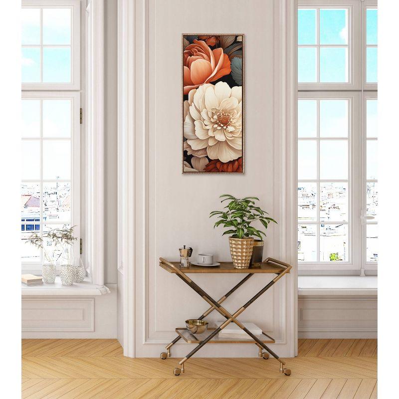 Kate & Laurel All Things Decor 18"x40" Sylvie Beaded Romantic Ivory and Peach Flora Framed Canvas by The Creative Bunch Studio Gold
