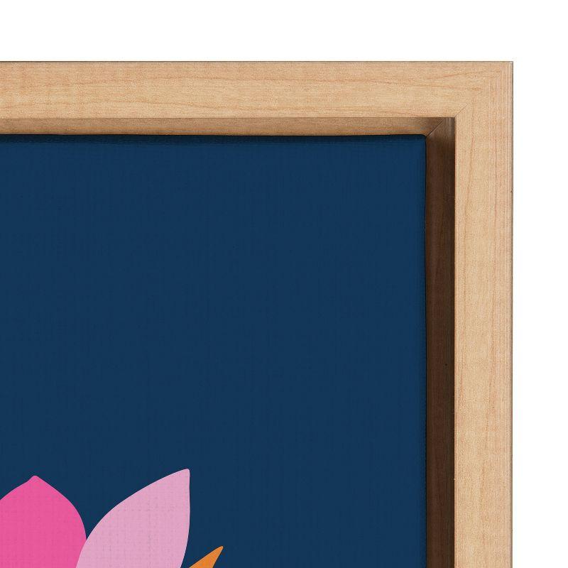 Mid-Century Modern Tropical Floral Canvas Art with Natural Frame