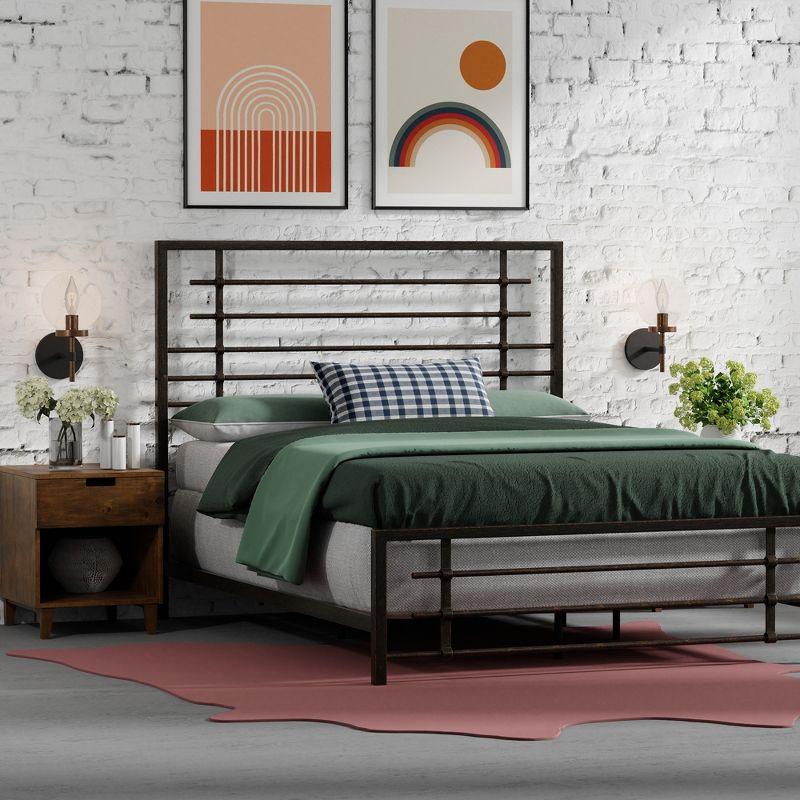 17 Stories Mcintosh Industrial Metal Snap Assembled Bed Frame