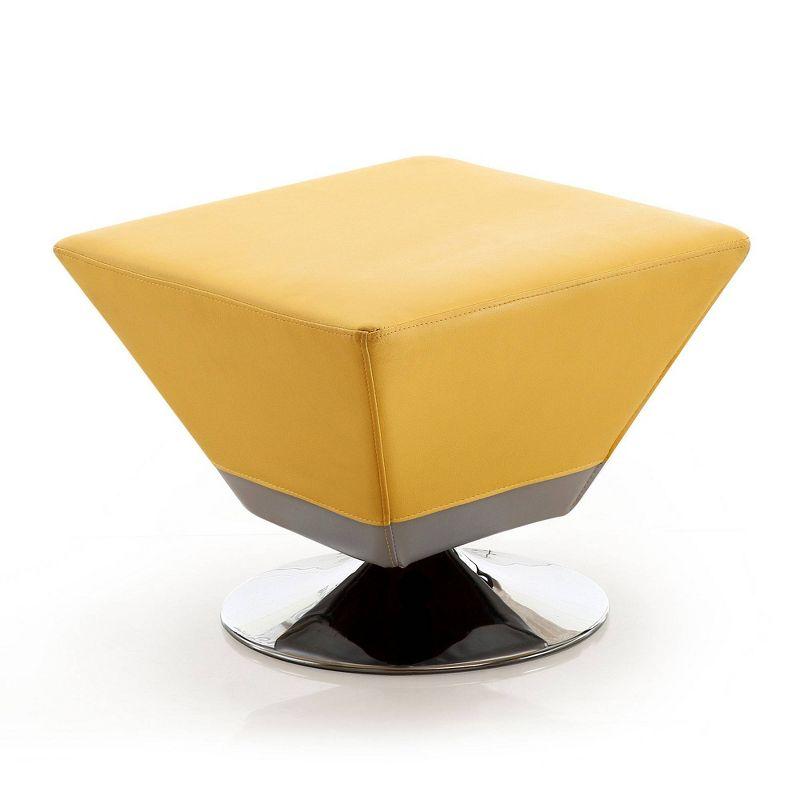 Diamond Swivel Ottoman Yellow - Manhattan Comfort: Faux Leather Upholstered, Metal Frame, No Assembly Required