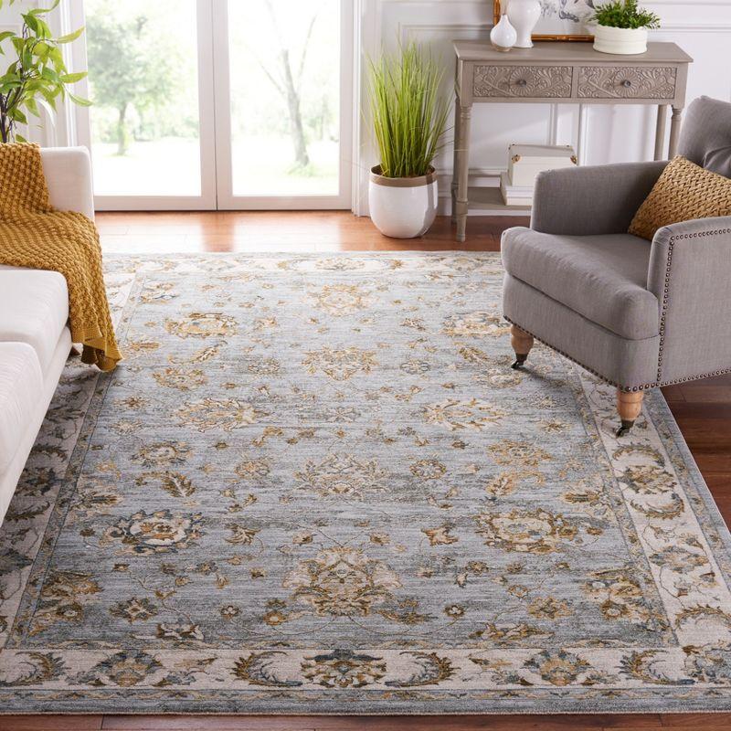 Elegance Blue and Gold Persian-Inspired Wool Blend Area Rug