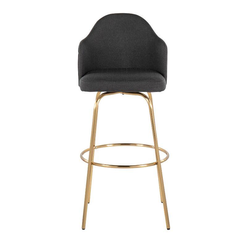 Set of 2 Ahoy Polyester/Metal Barstools Gold/Charcoal - LumiSource: Swivel, Upholstered, Fixed Height