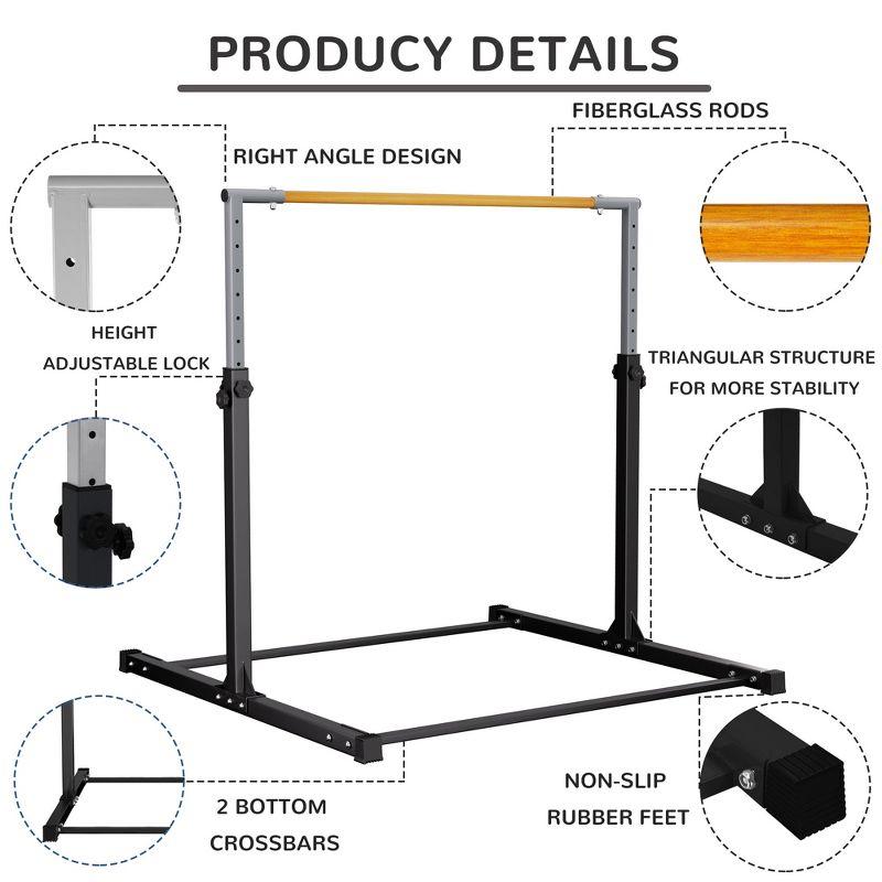 Signature Fitness Adjustable Folding Steel Gymnastics Bar, Ages 3 & Up