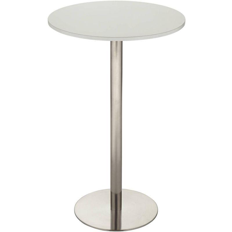 Studio 55D Cookie Modern Brushed Stainless Steel Round Bar Table 25 1/2" Wide Silver White Wood Tabletop for Living Room Kitchen