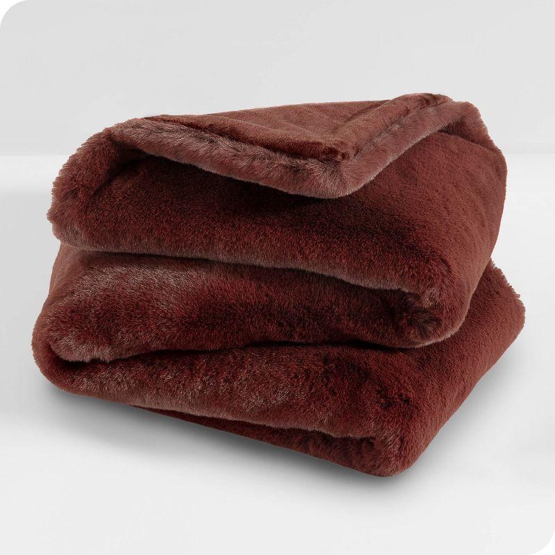 Luxurious Black Cherry Faux Fur & Fleece Throw Blanket 60"L x 47"W