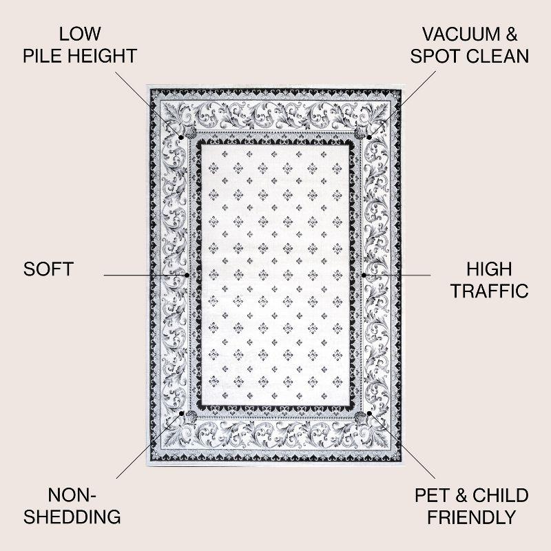 3'x5' Acanthus French Border Area Rug, Cream/Light Gray - JONATHAN Y