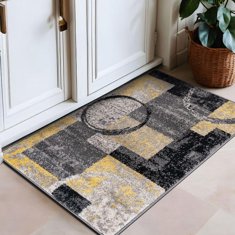 World Rug Gallery Abstract Circle Yellow 2'x3' Area Rug
