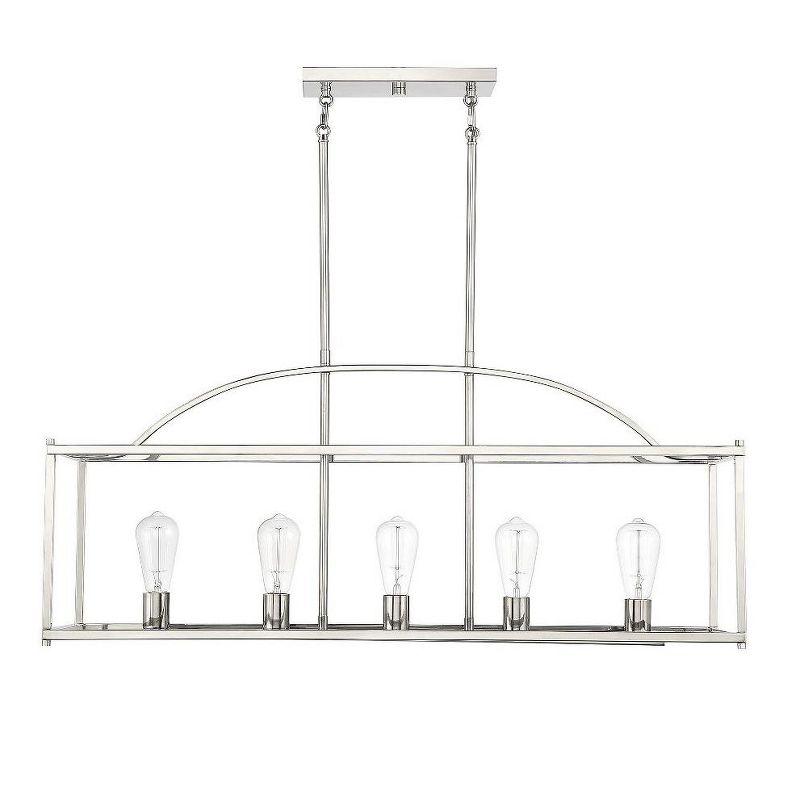 Palladian Polished Nickel 38" Wide Linear Chandelier with Open Cage