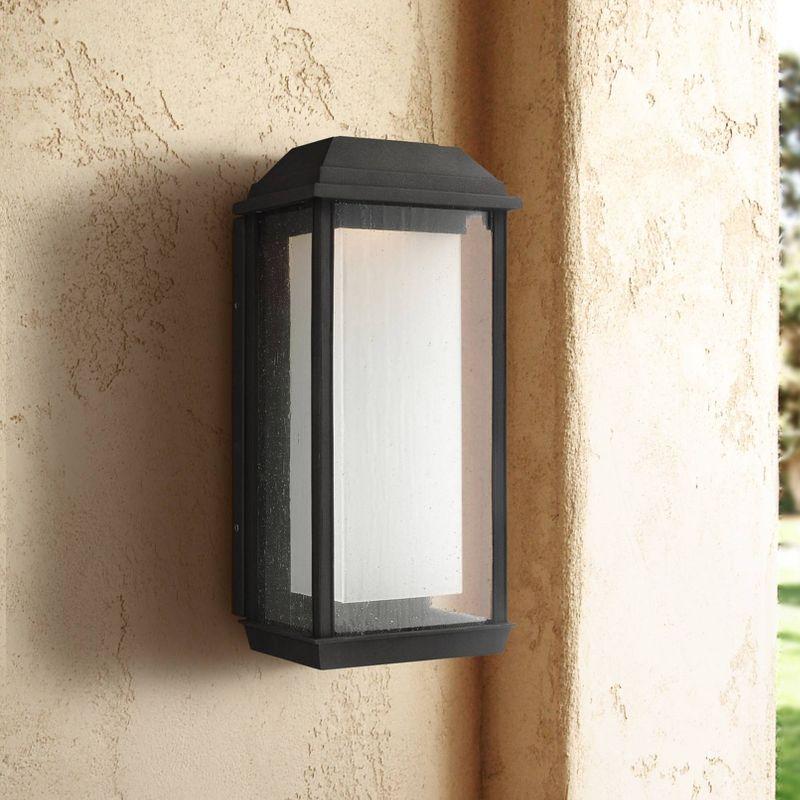 Textured Black Rectangular LED Outdoor Wall Lantern