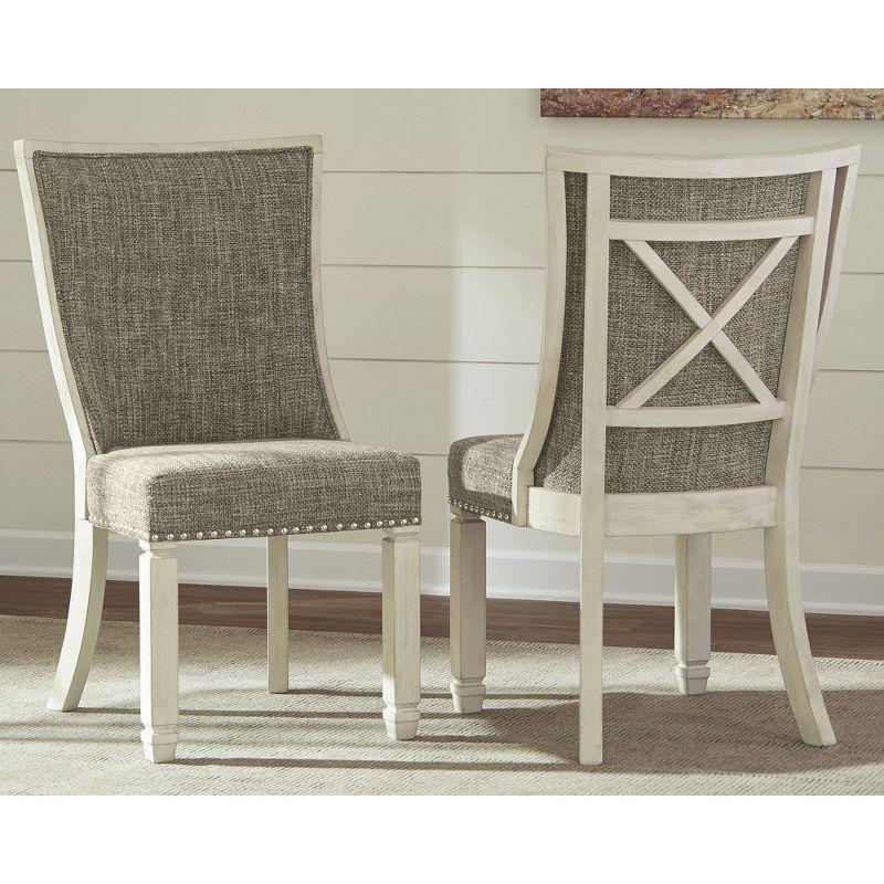 Signature Design by Ashley Bolanburg Modern Farmhouse Upholstered Dining Chair, Set of 2, Brown