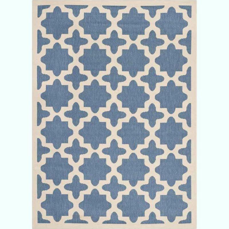 Courtyard CY6913 Power Loomed Indoor and Outdoor Area Rug - Blue/Beige - 4'x5'7" - Safavieh