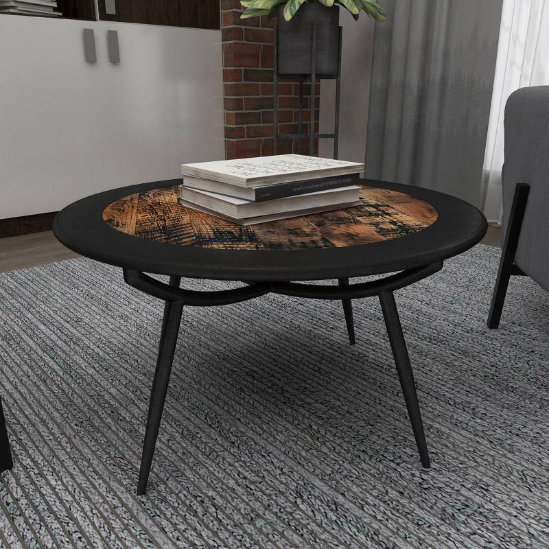 Wood and Iron Coffee Table Gray - Olivia & May: Mid-Century Modern, Oil Rubbed Finish, Tapered Legs