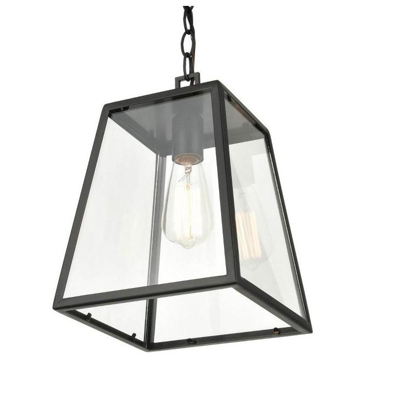 Powder Coat Black Glass Outdoor Pendant Light