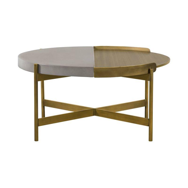 Dua Coffee Table Gray Concrete/Antiqued Brass - Armen Living