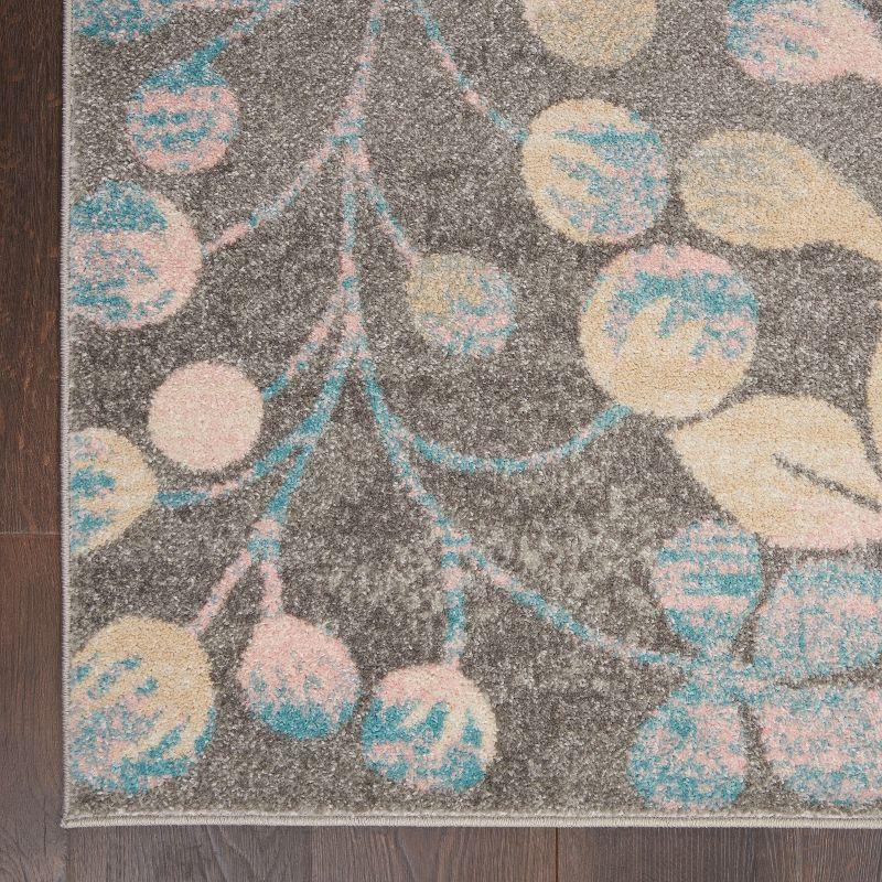 Elegant Grey & Beige Floral Synthetic 6' x 9' Reversible Rug