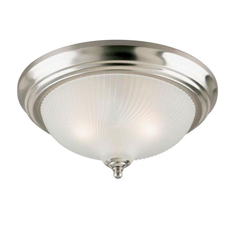 13" Brushed Nickel and Frosted Glass Flush Mount Ceiling Light