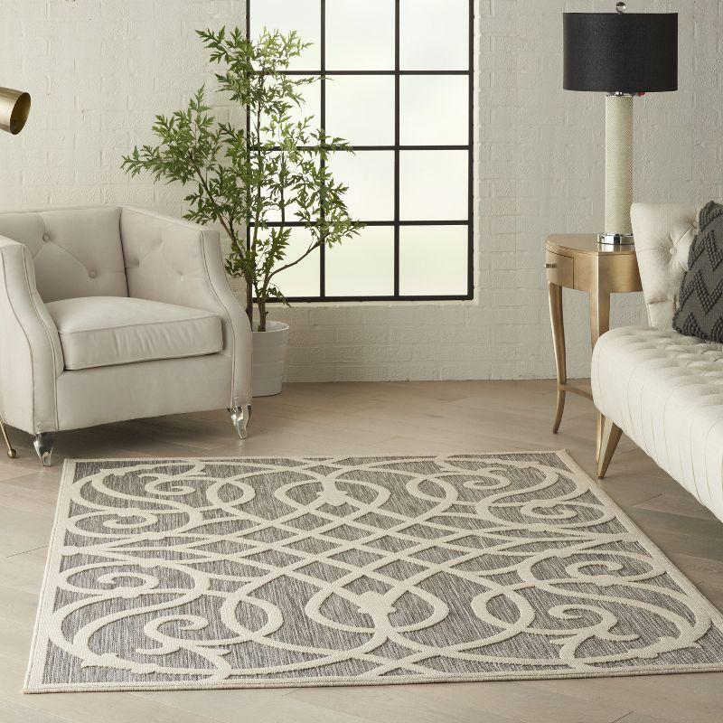 Gray Geometric Hand-knotted Synthetic 4' x 6' Area Rug