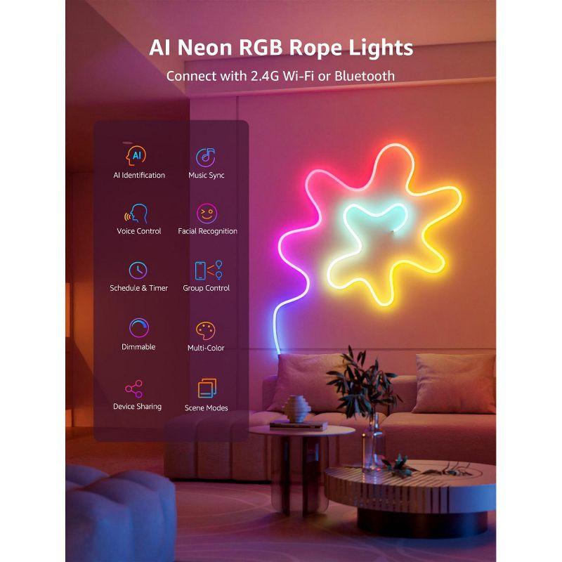Lepro Lepro N1 AI Smart RGB Rope Lights, LLM AI Generated Lighting, LightBeats Music Sync, Color Segment DIY, Voice Control Via App, Wi-Fi & Bluetooth LED Strip Lights (Set of 6)