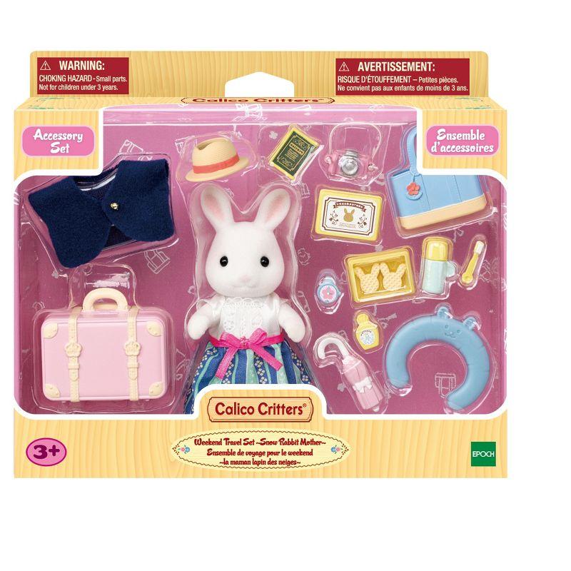 Calico Critters Snow Rabbit Mother's Weekend Travel Set, Dollhouse Playset with Figure and Accessories