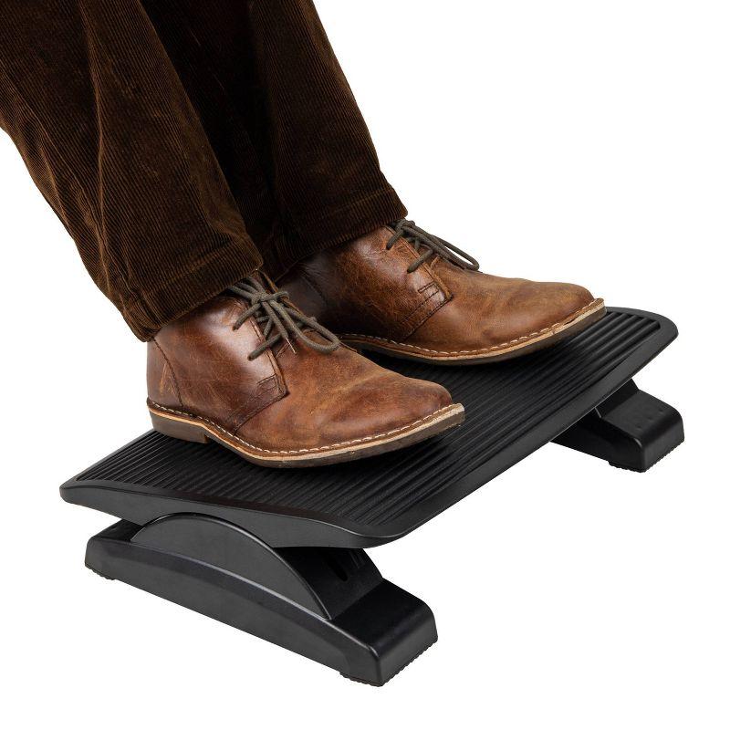 Black Adjustable Height Ergonomic Plastic Footrest