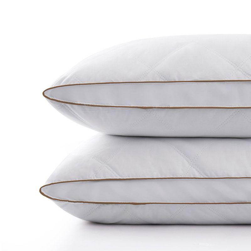 Peace Nest Medium Firm Goose Feather Down Pillow with Gusset, Medium Neck Support for Stomach, Side and Back Sleepers