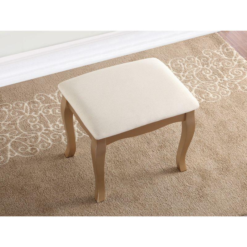 Roundhill Furniture Ashley Wood Makeup Vanity Table and Stool Set, Gold