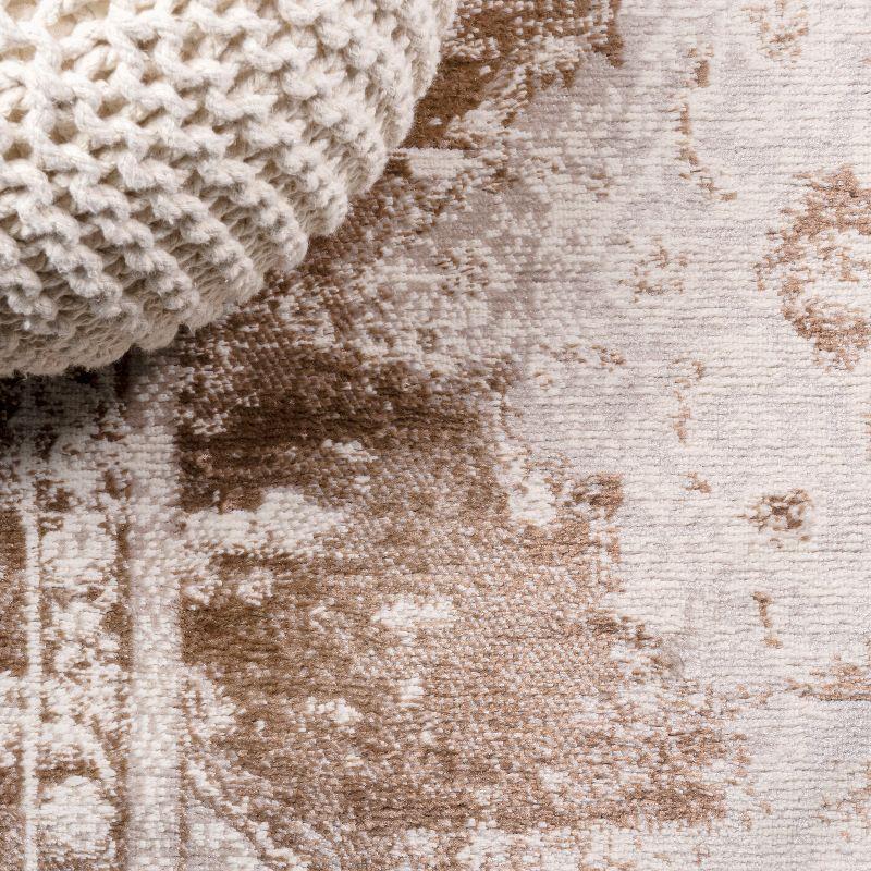 4'x6' Alhambra Ornate Medallion Modern Area Rug, Brown/Cream - JONATHAN Y