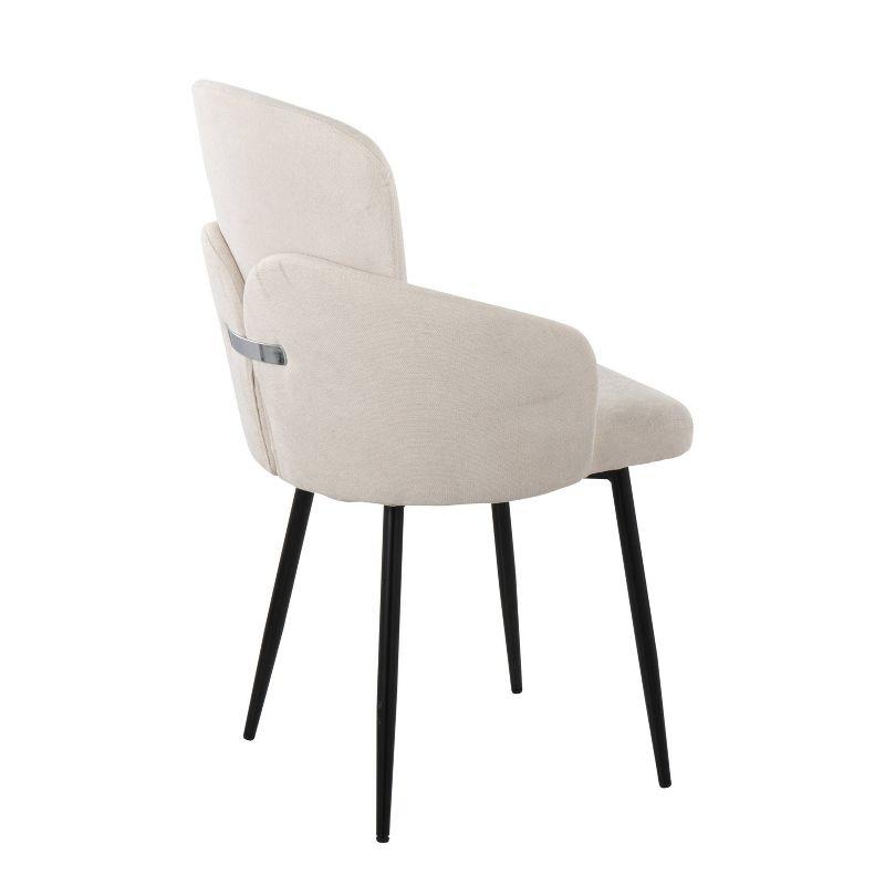Set of 2 Dahlia Dining Chairs Black/Cream - LumiSource: Metal Legs, Upholstered, Contemporary Design