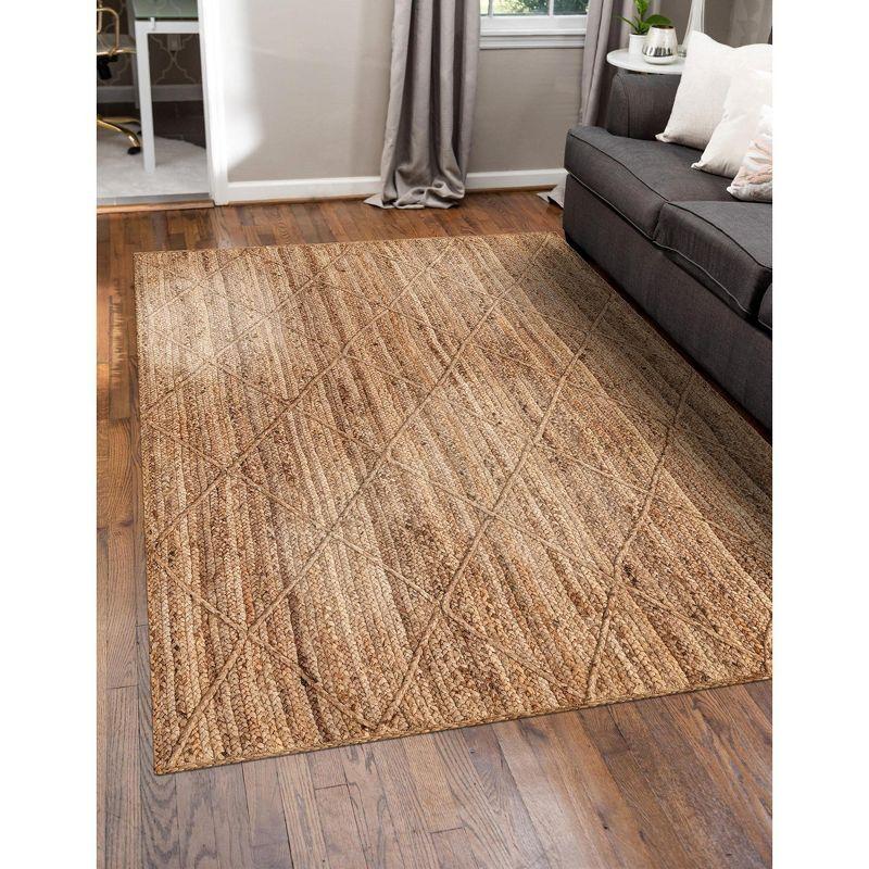 Handmade Braided Natural Jute & Cotton 5'x8' Brown Area Rug