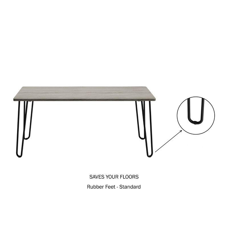 Gray Wood Coffee Table with Black Metal Hairpin Legs